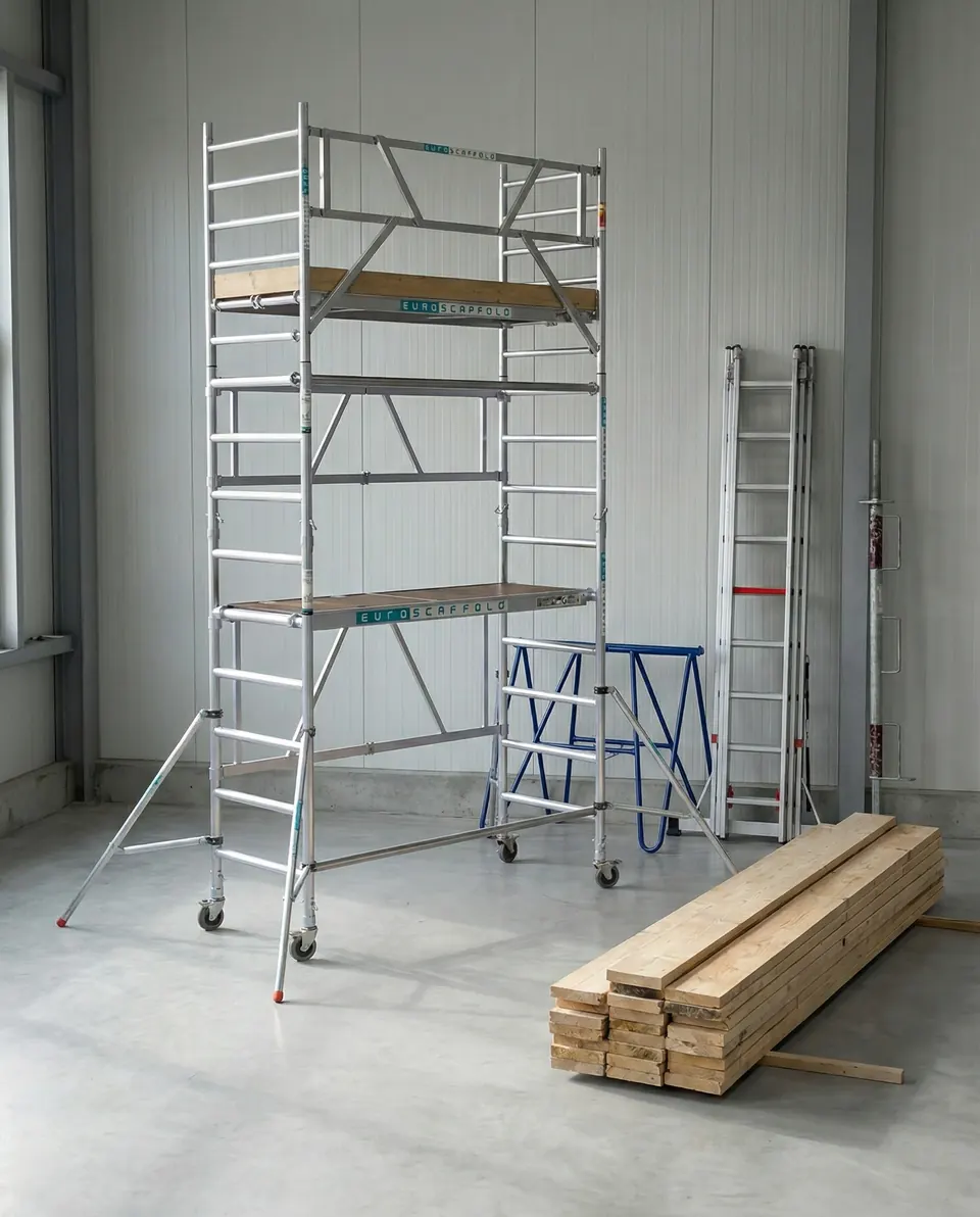 Materieel voor veilig werken op hoogte op bouwplaatsen